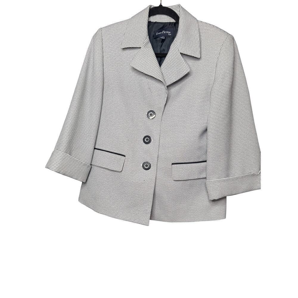 Evan Picone Black White Micro Check Blazer Size 8 Workwear Suit Jacket